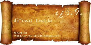 Árvai Izolda névjegykártya